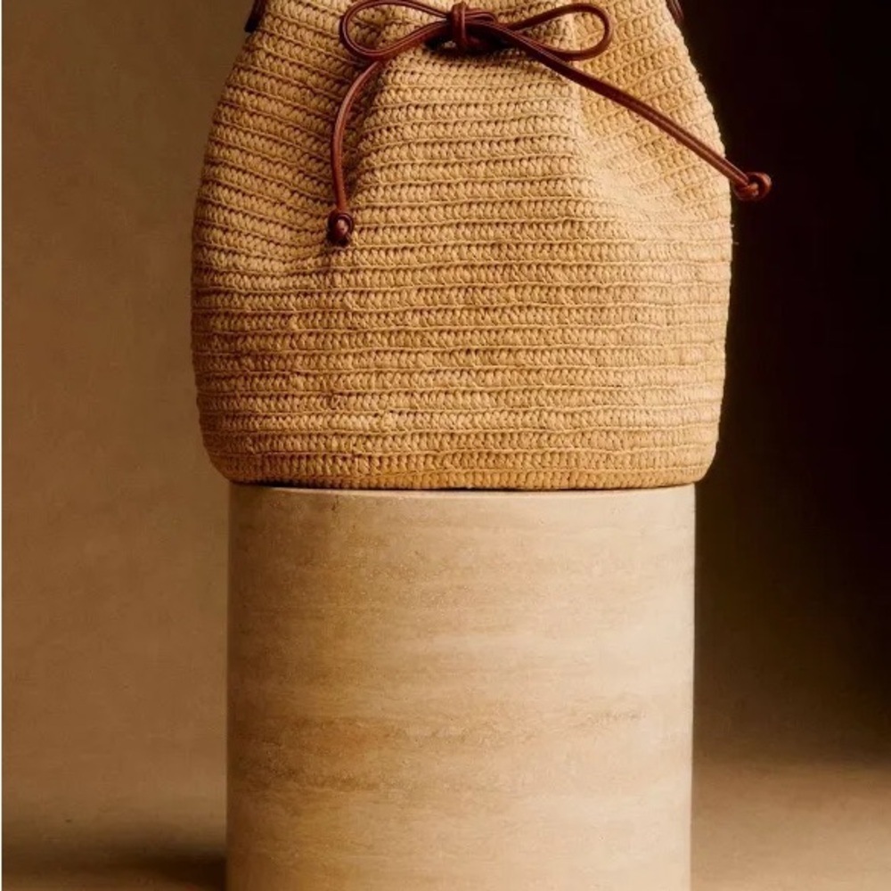 NWT Sezane Farrow Raffia Bag
